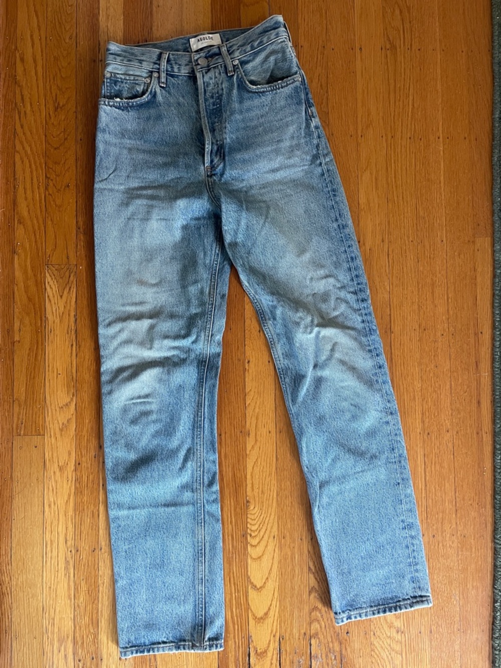 Agolde Women's Straight Jeans in Light Blue Denim